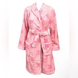 Juicy Couture pink logo fuzzy short robe shawl collar new without tags L XL